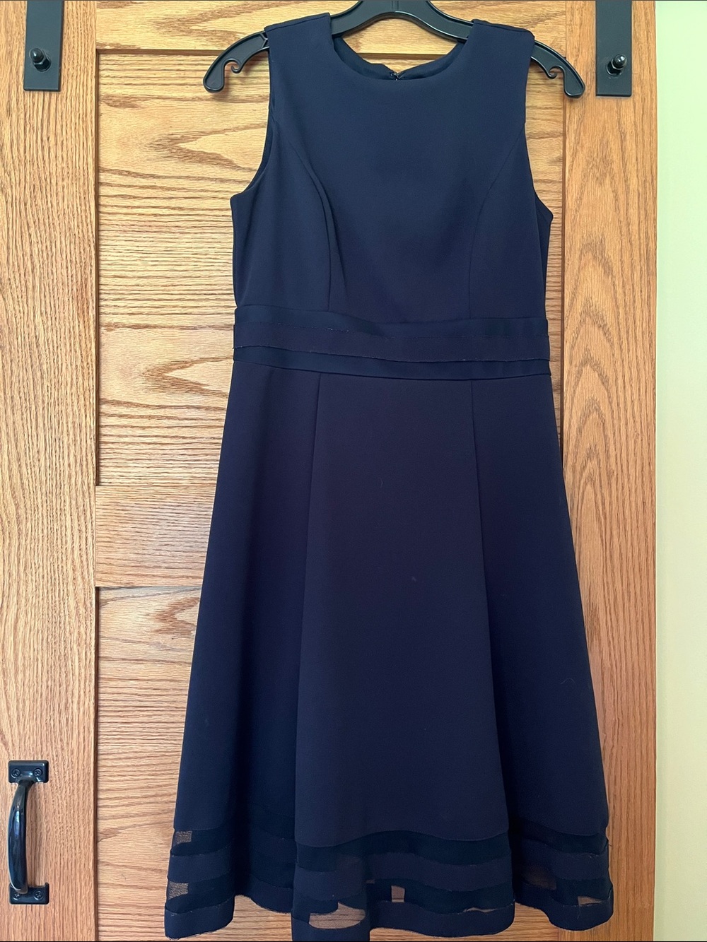 Liz Claiborne Navy Sleeveless A-Line Dress with Sheer Hem Bands